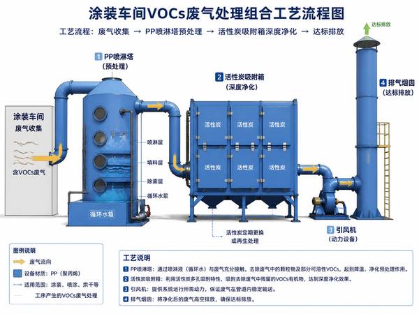 涂装废气处理组合工艺流程 涂装废气处理组合工艺流程